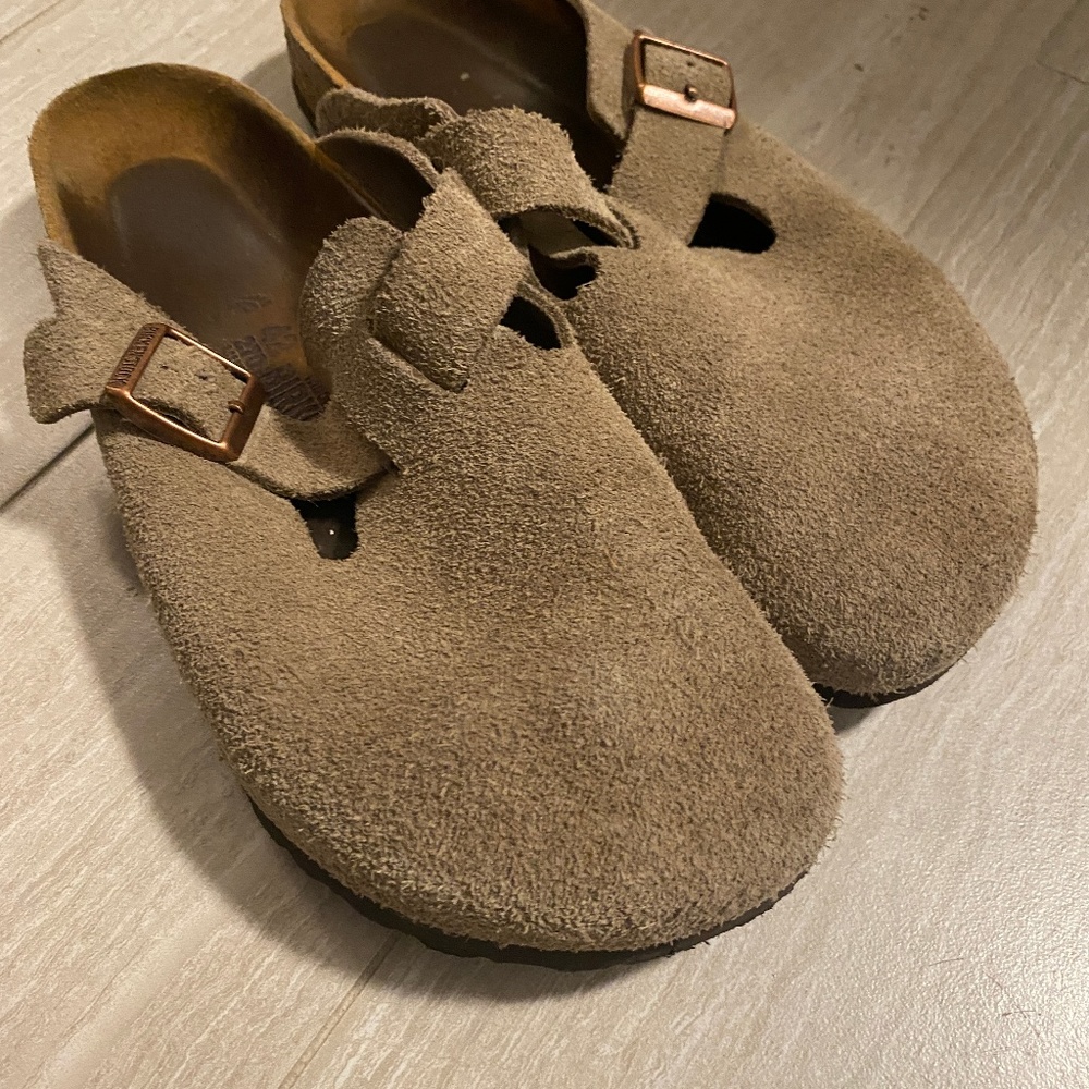 Birkenstock Boston Clog - Taupe Suede Leather - 42